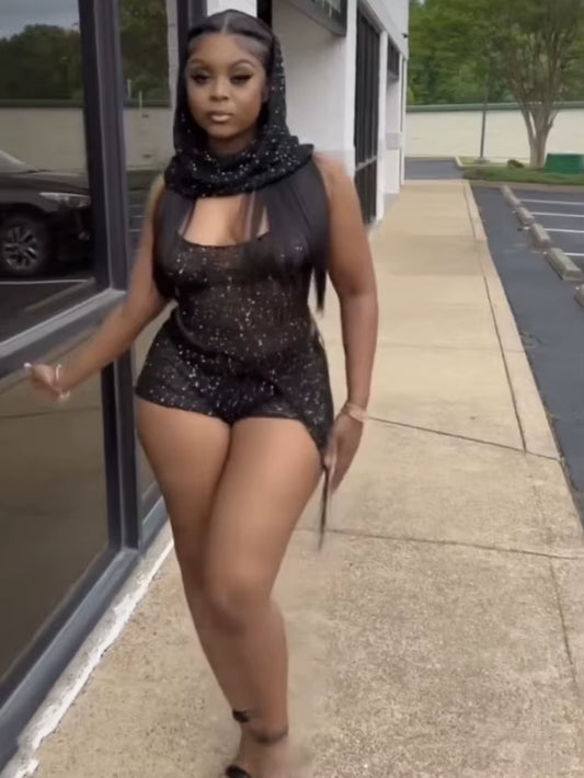 Backless Halter Top+Head Scarf+Shorts Matching 3-piece Set