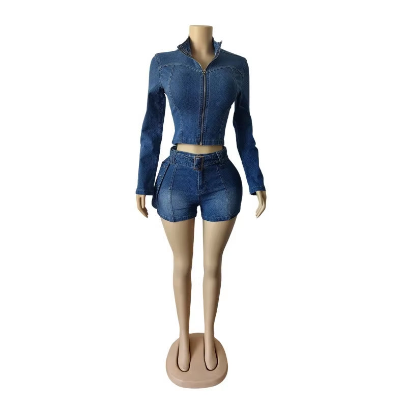 Baddie Denim 2 Two Piece Set
