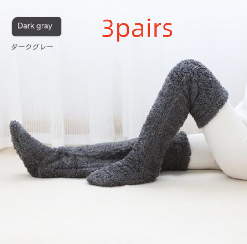 Cozy Over Knee High Fuzzy Warm Socks - Perfect for Winter Comfort and Cold-Proof Protection
