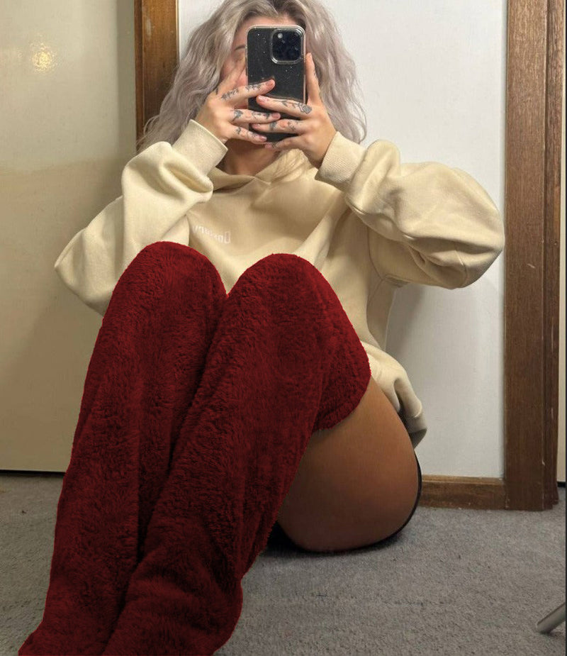 Cozy Over Knee High Fuzzy Warm Socks - Perfect for Winter Comfort and Cold-Proof Protection