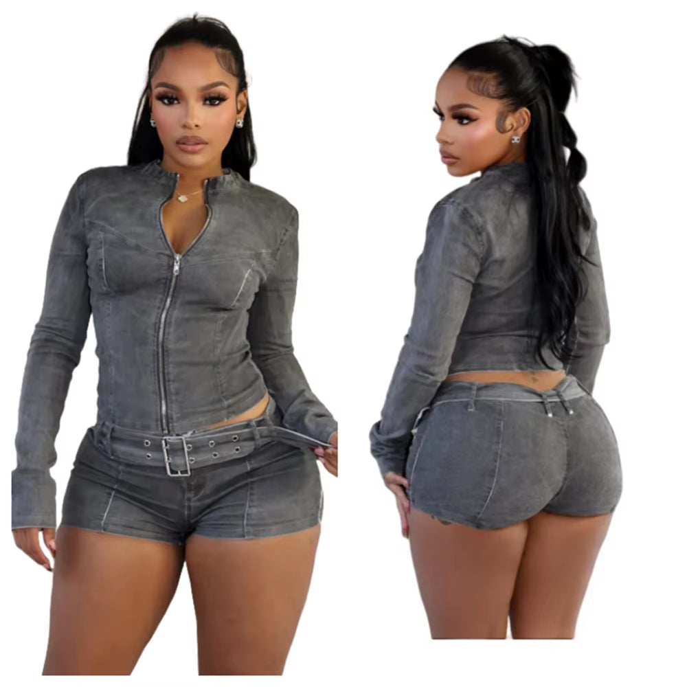 Baddie Denim 2 Two Piece Set