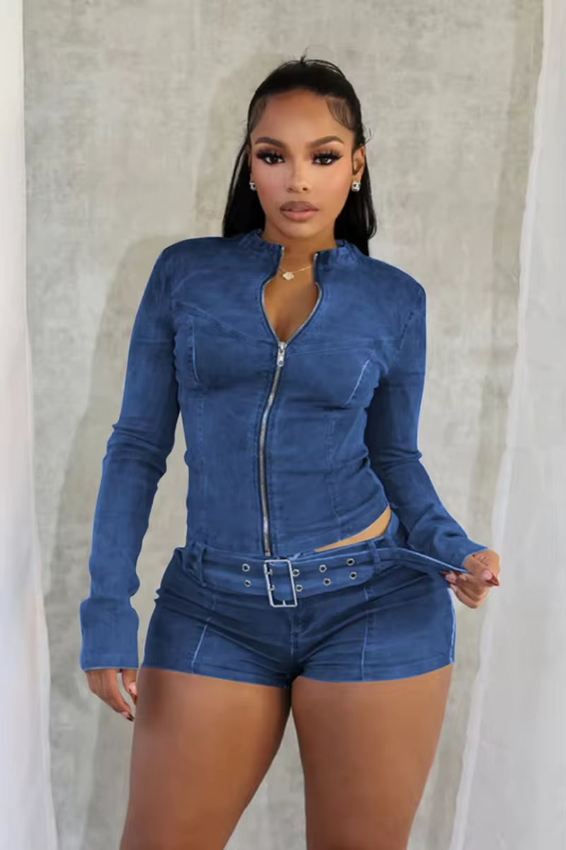 Baddie Denim 2 Two Piece Set
