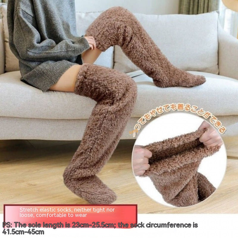 Cozy Over Knee High Fuzzy Warm Socks - Perfect for Winter Comfort and Cold-Proof Protection
