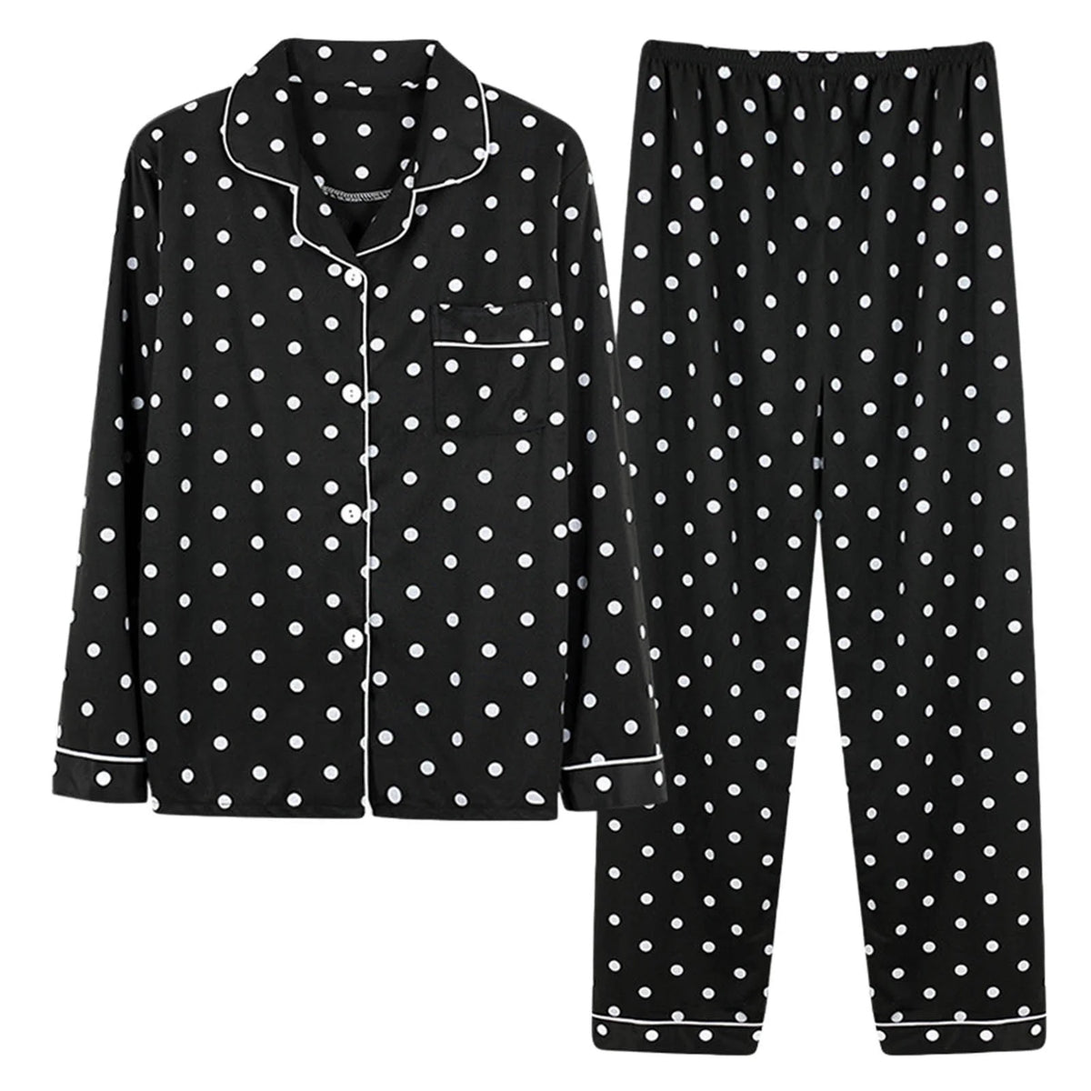 Women Pajamas Set Button down Sleepwear Long Sleeve Nightwear with Long Pants Soft Pjs Sets with Pockets