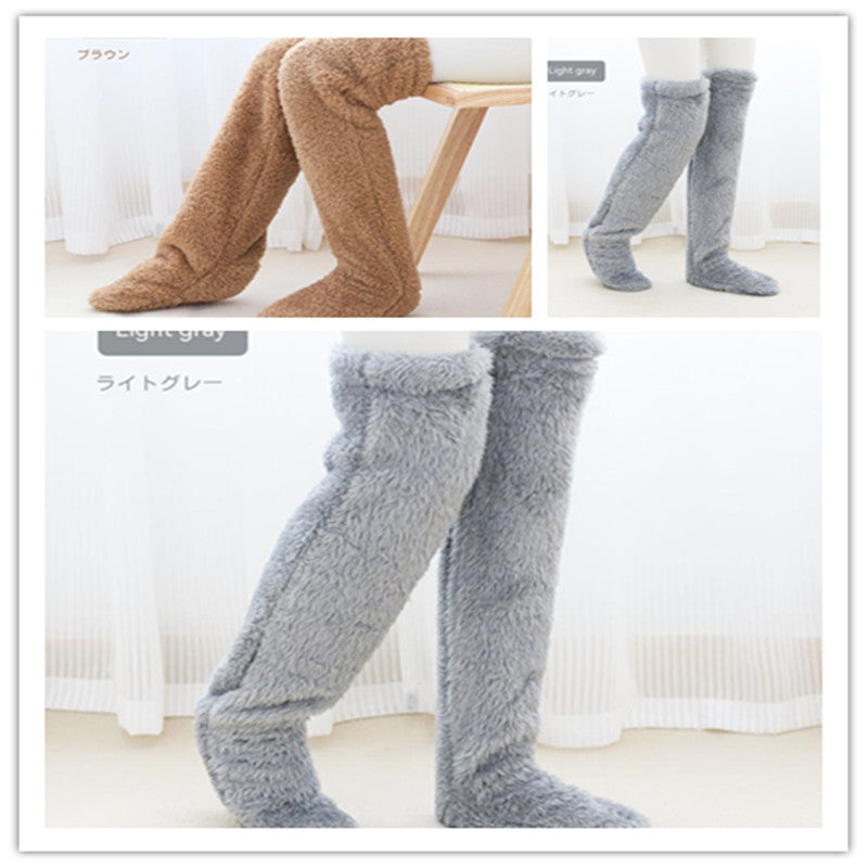 Cozy Over Knee High Fuzzy Warm Socks - Perfect for Winter Comfort and Cold-Proof Protection