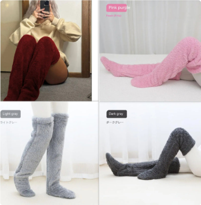 Cozy Over Knee High Fuzzy Warm Socks - Perfect for Winter Comfort and Cold-Proof Protection