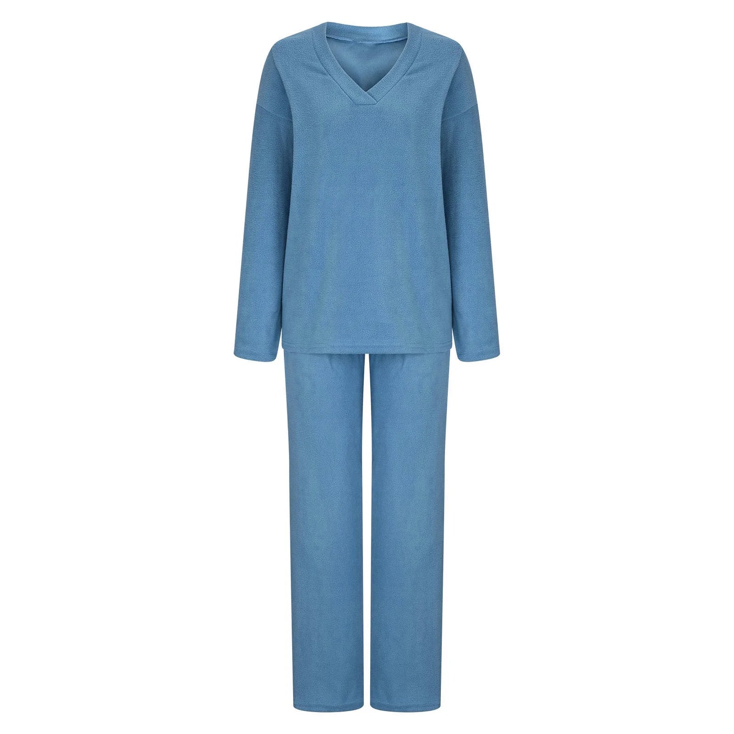 Women'S Pajamas Sets Warm Winter Plush Cozy V Neck Long Sleeve Tops and Pants 2 Piece Outfits Fuzzy Sleepwear