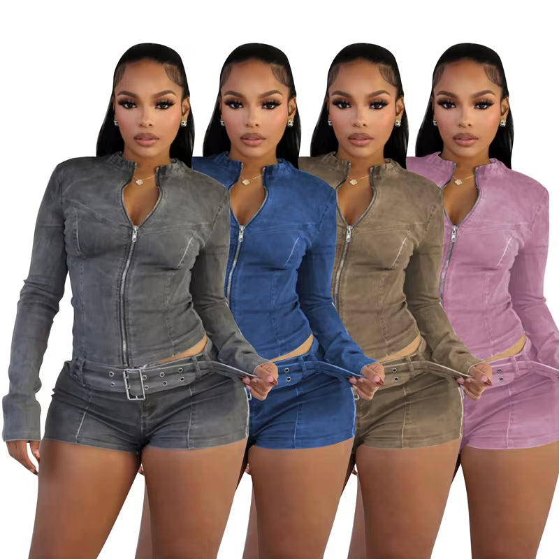 Baddie Denim 2 Two Piece Set