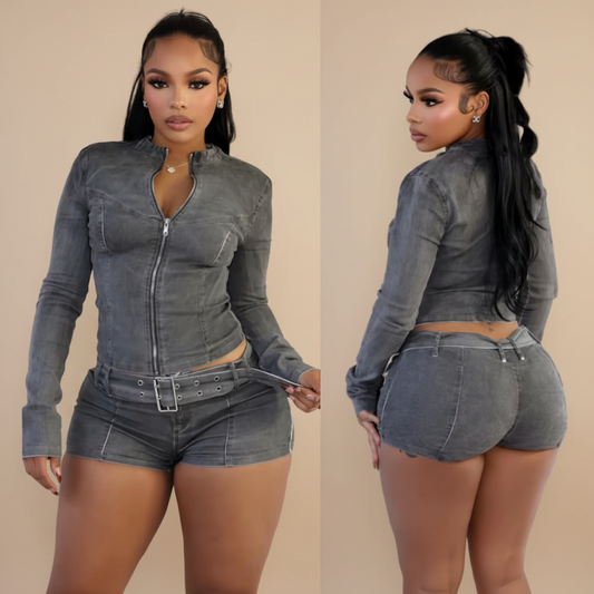 Bad To The Bone Denim 2 Two Piece Set
